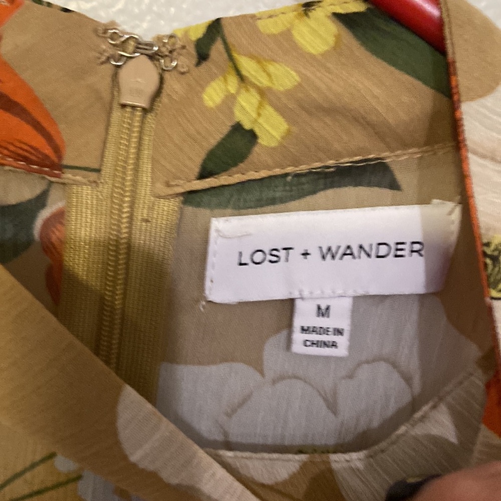 Lost + Wander Size M Floral Beige Orange, yellow, Long Maxi dress So Pretty! - Picture 5 of 12